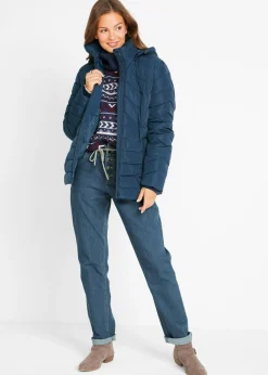 bonprix bonprix Chaqueta guateada ligera con capucha desmontable Azul marino Discount