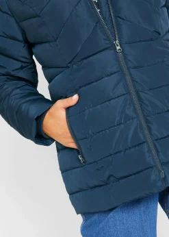 bonprix bonprix Chaqueta guateada ligera con capucha desmontable Azul marino Discount