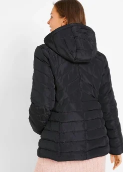 bonprix bonprix Chaqueta guateada ligera con capucha desmontable Negro Best