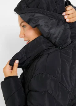 bonprix bonprix Chaqueta guateada ligera con capucha desmontable Negro Best