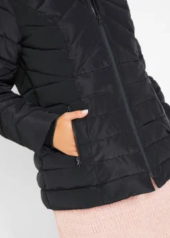 bonprix bonprix Chaqueta guateada ligera con capucha desmontable Negro Best