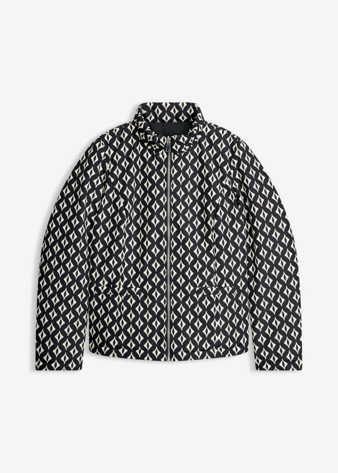 bonprix bonprix Chaqueta guateada reversible con estampado Negro-blanco lana Outlet