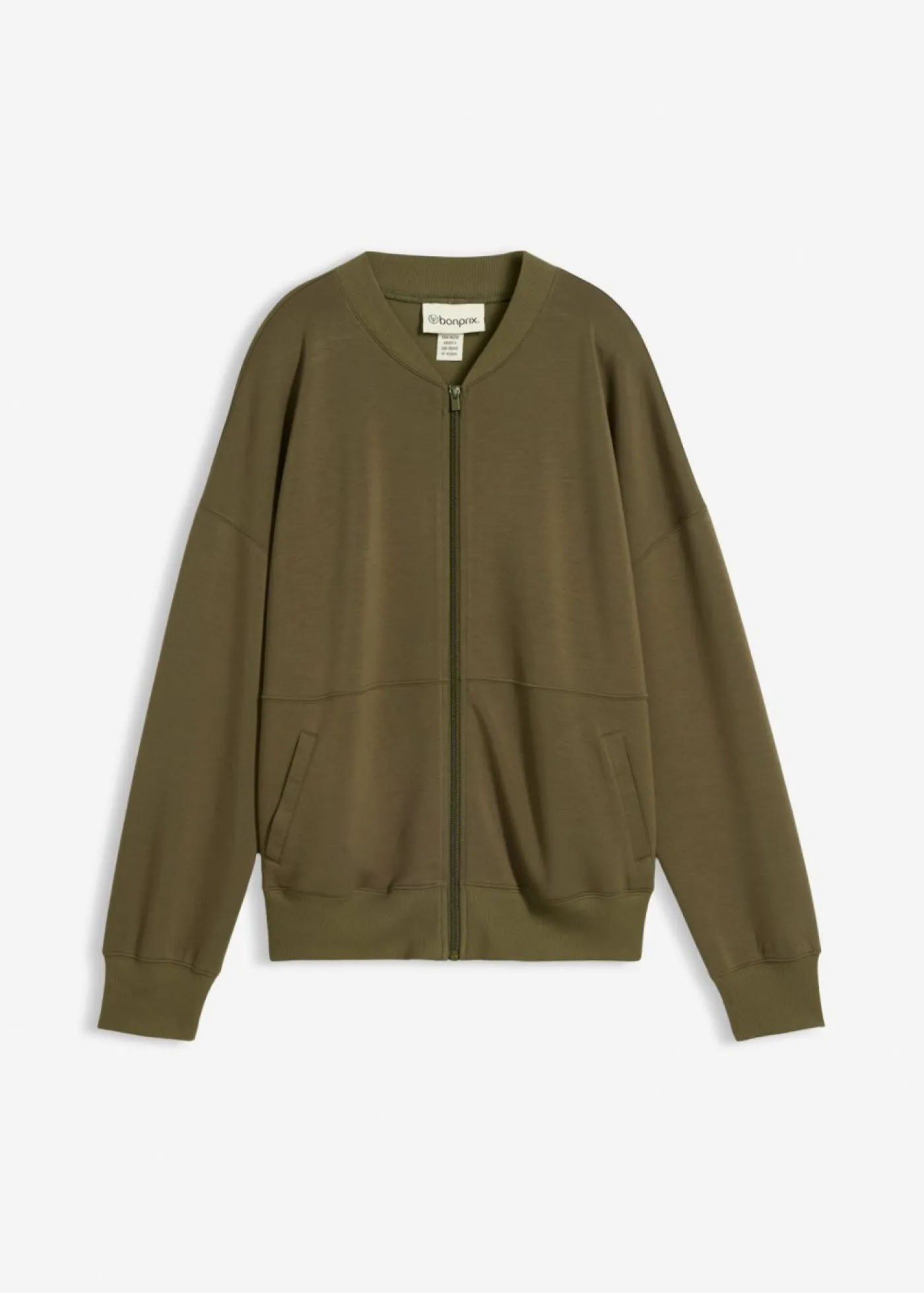 bonprix bonprix Chaqueta holgada de chándal de neopreno Verde oliva oscuro