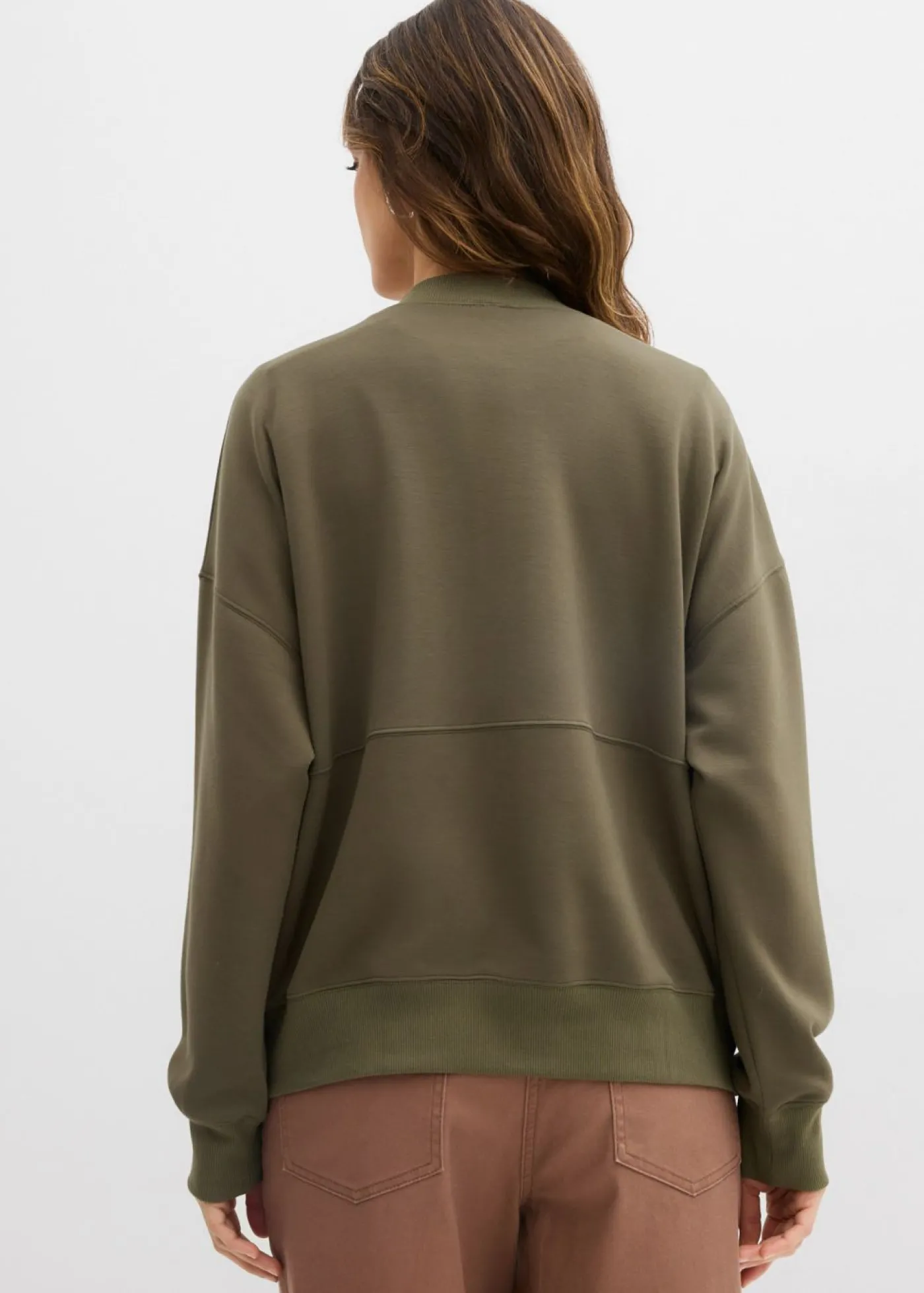 bonprix bonprix Chaqueta holgada de chándal de neopreno Verde oliva oscuro