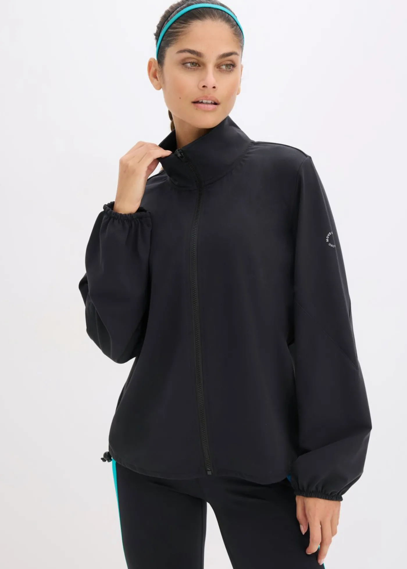 bonprix bonprix Chaqueta holgada de chándal de algodón resistente Gris-negro Best