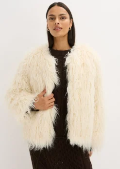 bonprix bonprix Chaqueta holgada de pelo sintético blanco perla Best