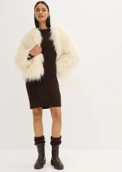 bonprix bonprix Chaqueta holgada de pelo sintético blanco perla Best