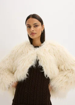bonprix bonprix Chaqueta holgada de pelo sintético blanco perla Best