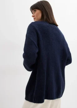 bonprix bonprix Chaqueta holgada de punto grueso Azul marino Sale