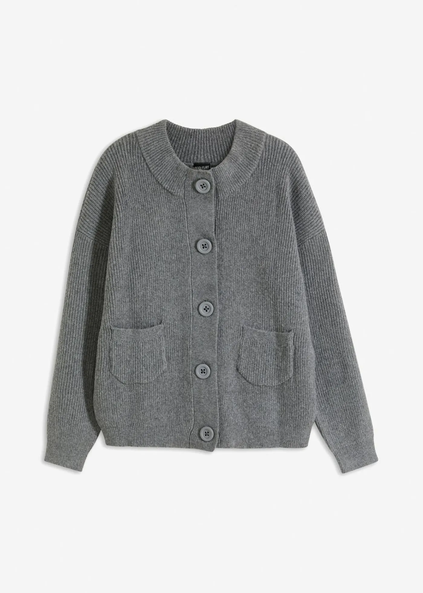 bonprix bonprix Chaqueta holgada de punto gris jaspeado moteado Online