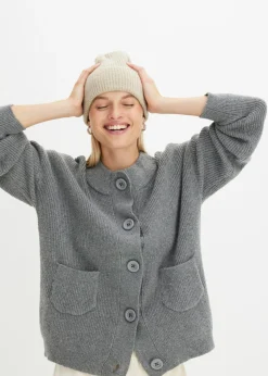 bonprix bonprix Chaqueta holgada de punto gris jaspeado moteado Online