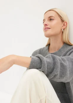 bonprix bonprix Chaqueta holgada de punto gris jaspeado moteado Online