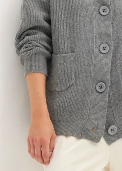 bonprix bonprix Chaqueta holgada de punto gris jaspeado moteado Online