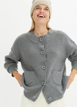 bonprix bonprix Chaqueta holgada de punto gris jaspeado moteado Online