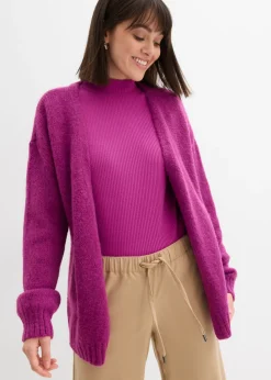 bonprix bonprix Chaqueta holgada de punto grueso Fucsia oscuro Clearance
