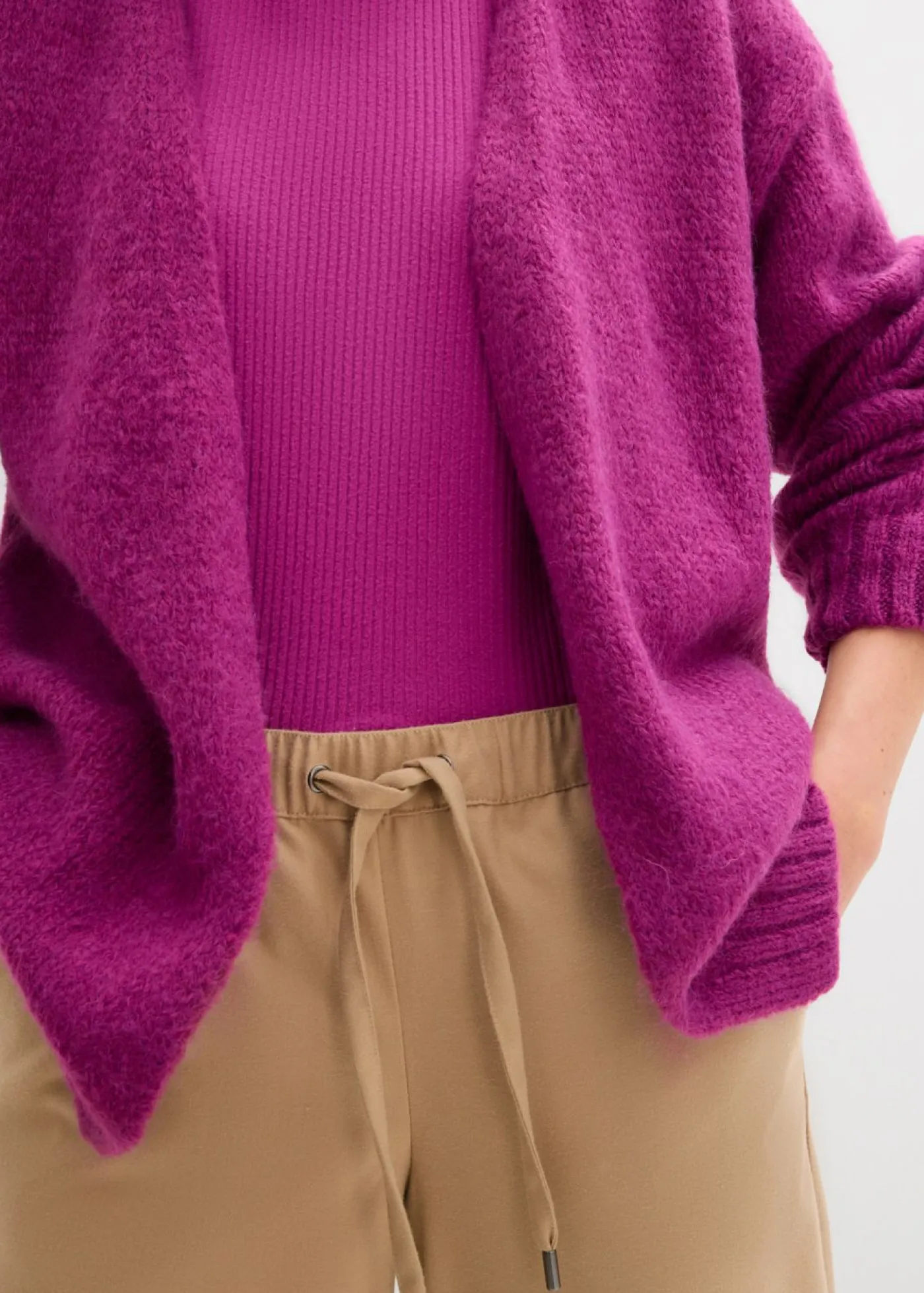 bonprix bonprix Chaqueta holgada de punto grueso Fucsia oscuro Clearance