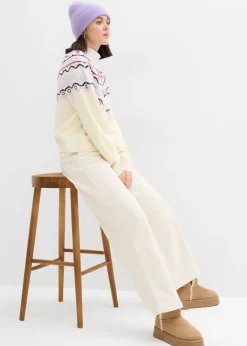 bonprix bonprix Chaqueta holgada de punto con patrón nórdico blanco perla Online
