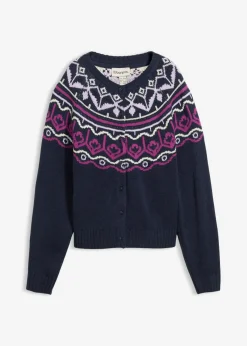 bonprix bonprix Chaqueta holgada de punto con patrón nórdico Azul marino Best