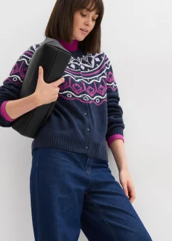 bonprix bonprix Chaqueta holgada de punto con patrón nórdico Azul marino Best