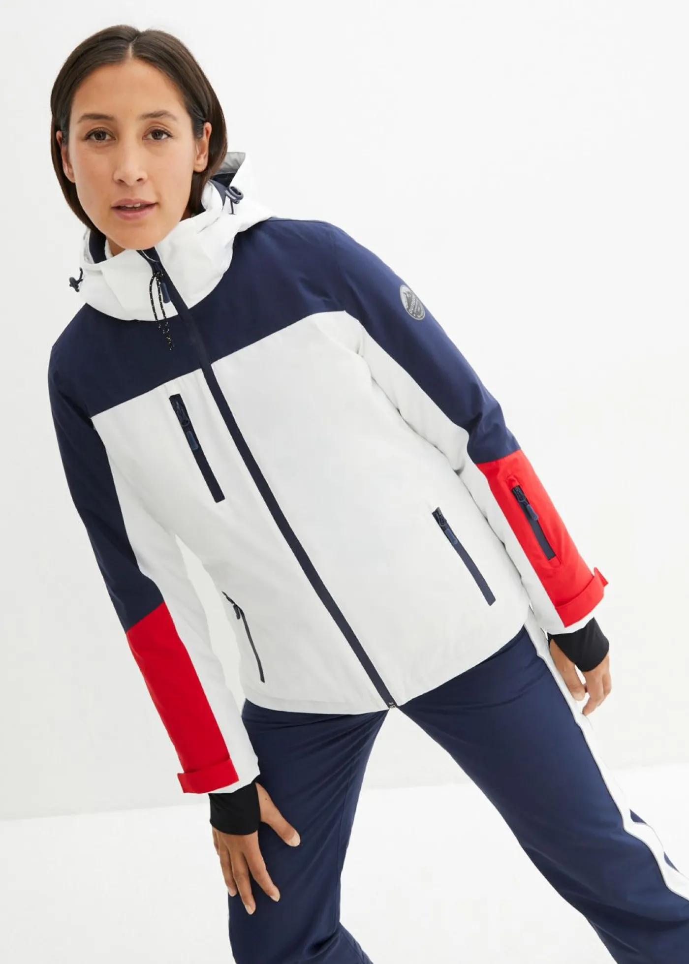 bonprix bonprix Chaqueta impermeable de esquí con aberturas de ventilación blanco-azul marino Outlet
