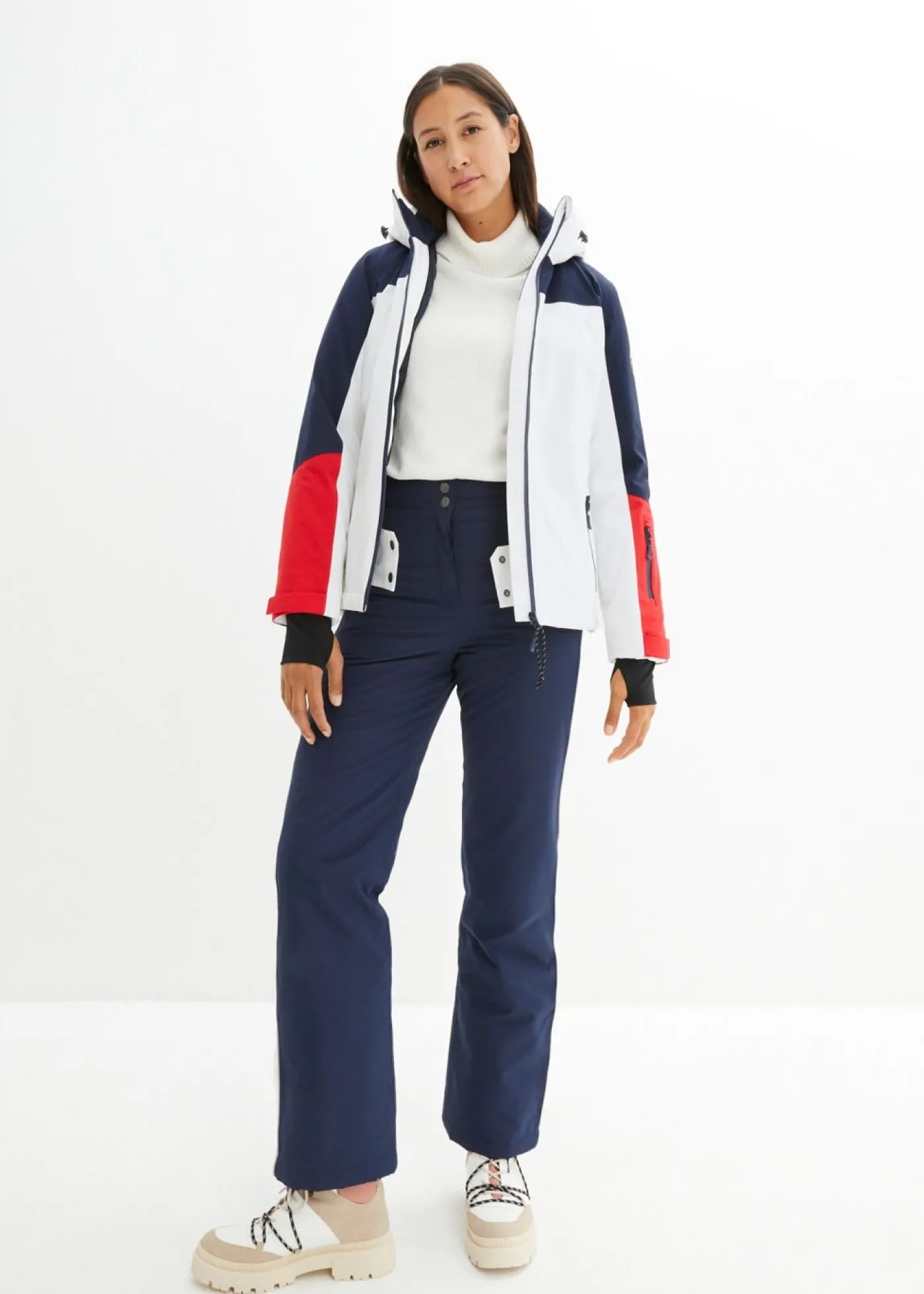 bonprix bonprix Chaqueta impermeable de esquí con aberturas de ventilación blanco-azul marino Outlet