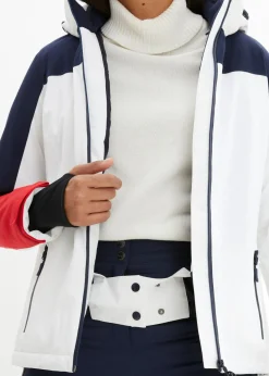 bonprix bonprix Chaqueta impermeable de esquí con aberturas de ventilación blanco-azul marino Outlet