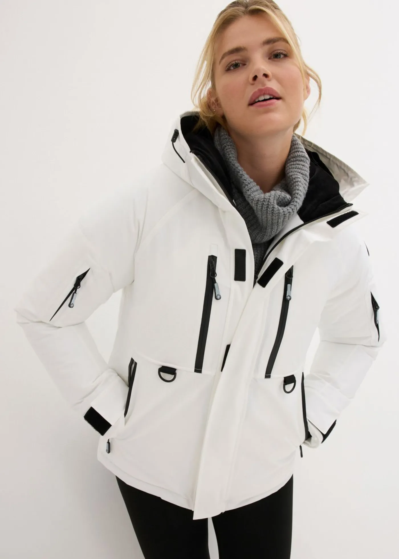 bonprix bonprix Chaqueta impermeable de esquí con protector antinieve Blanco New