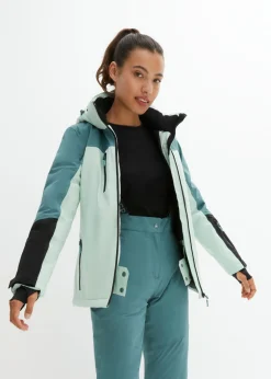 bonprix bonprix Chaqueta impermeable de esquí con aberturas de ventilación Verde pastel-verde grisáceo Hot