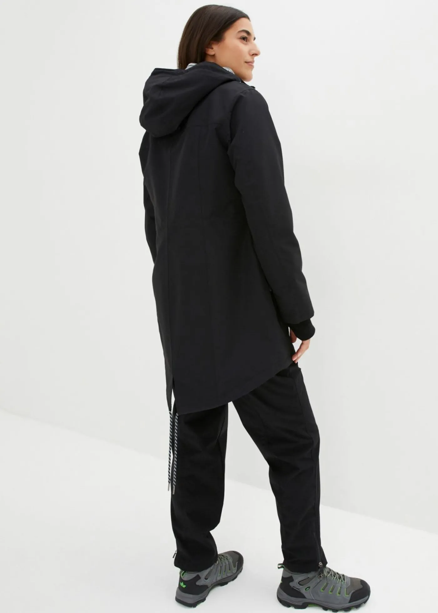 bonprix bonprix Chaqueta larga 3 en 1 con prácticos bolsillos negro-gris moteado New