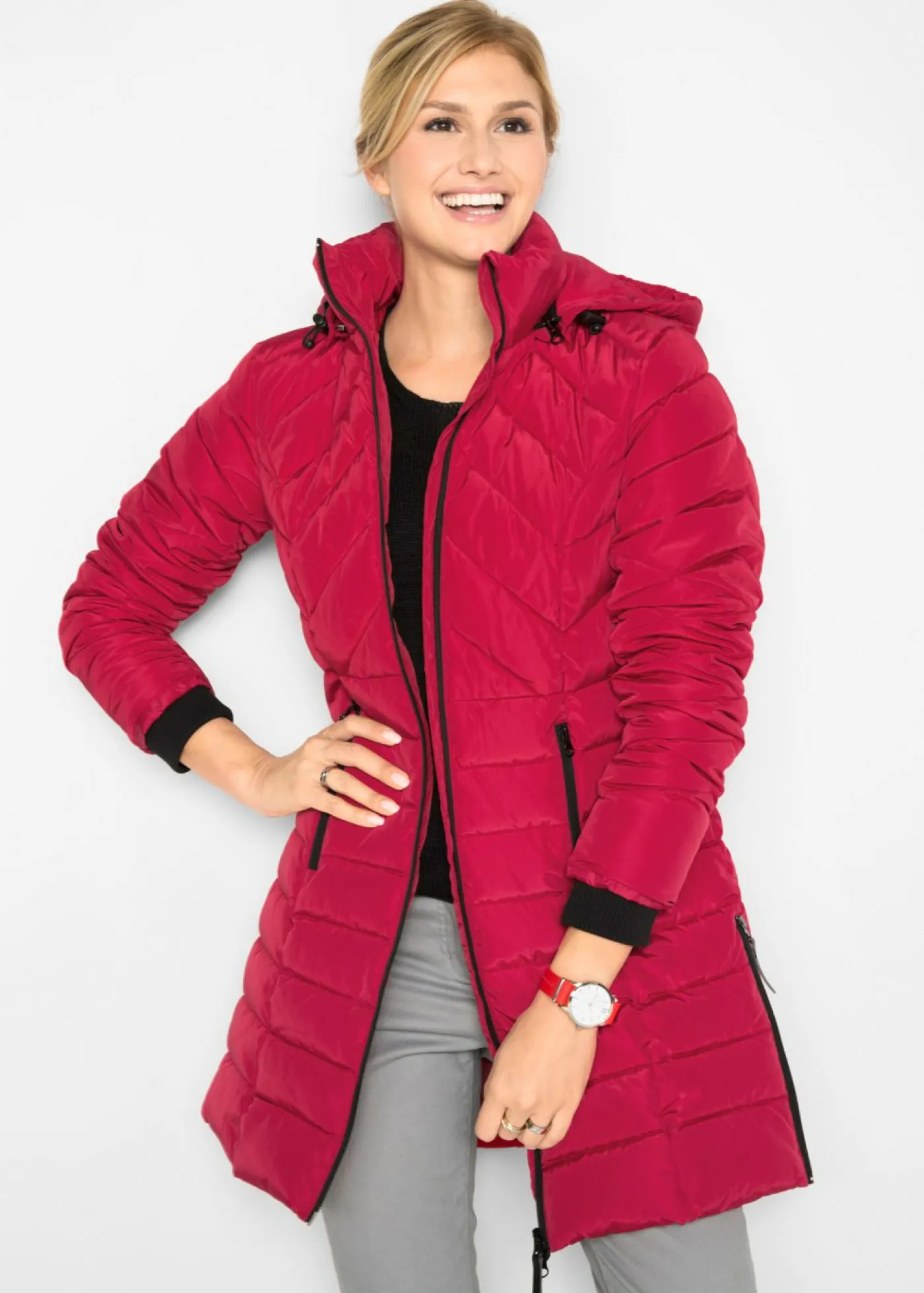 bonprix bonprix Chaqueta larga acolchada con relleno Rojo New