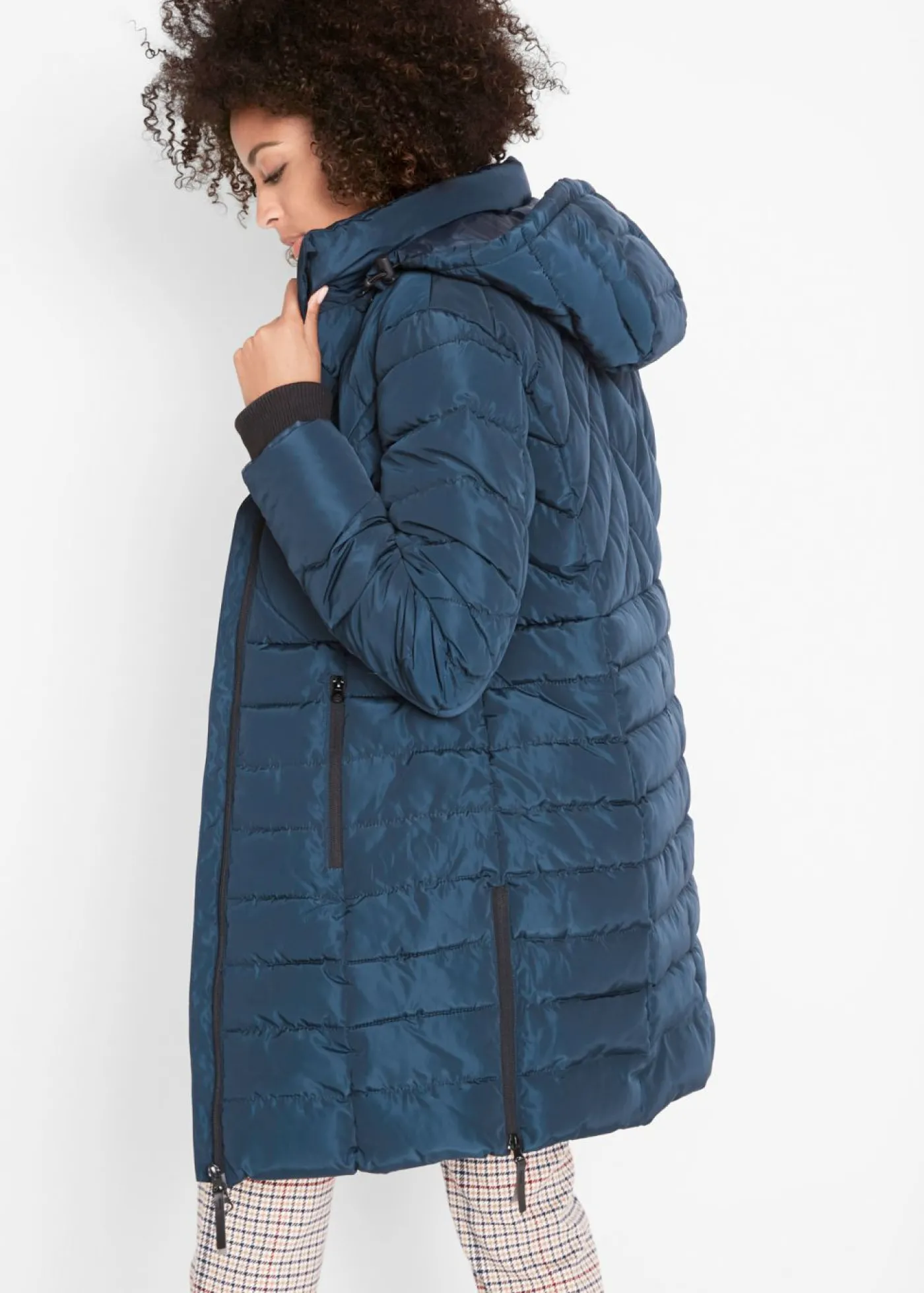 bonprix bonprix Chaqueta larga acolchada con relleno Azul marino Discount