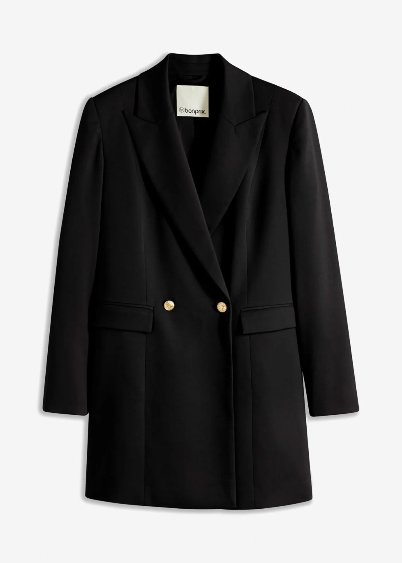 bonprix bonprix Chaqueta larga con botones decorativos Negro
