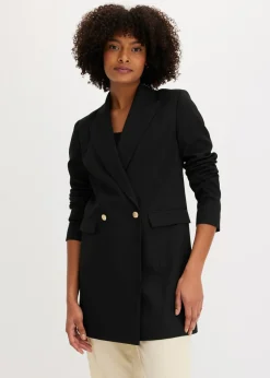 bonprix bonprix Chaqueta larga con botones decorativos Negro