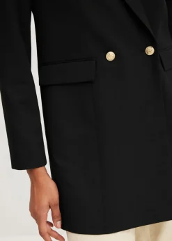 bonprix bonprix Chaqueta larga con botones decorativos Negro