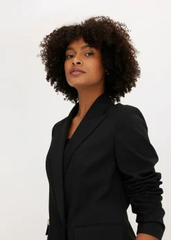 bonprix bonprix Chaqueta larga con botones decorativos Negro