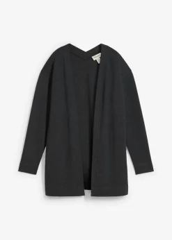bonprix bonprix Chaqueta larga de chándal en suave mezcla de algodón Antracita jaspeado Sale