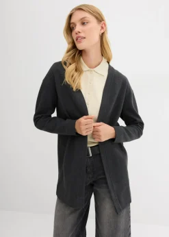 bonprix bonprix Chaqueta larga de chándal en suave mezcla de algodón Antracita jaspeado Sale