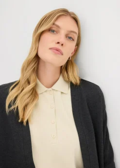 bonprix bonprix Chaqueta larga de chándal en suave mezcla de algodón Antracita jaspeado Sale