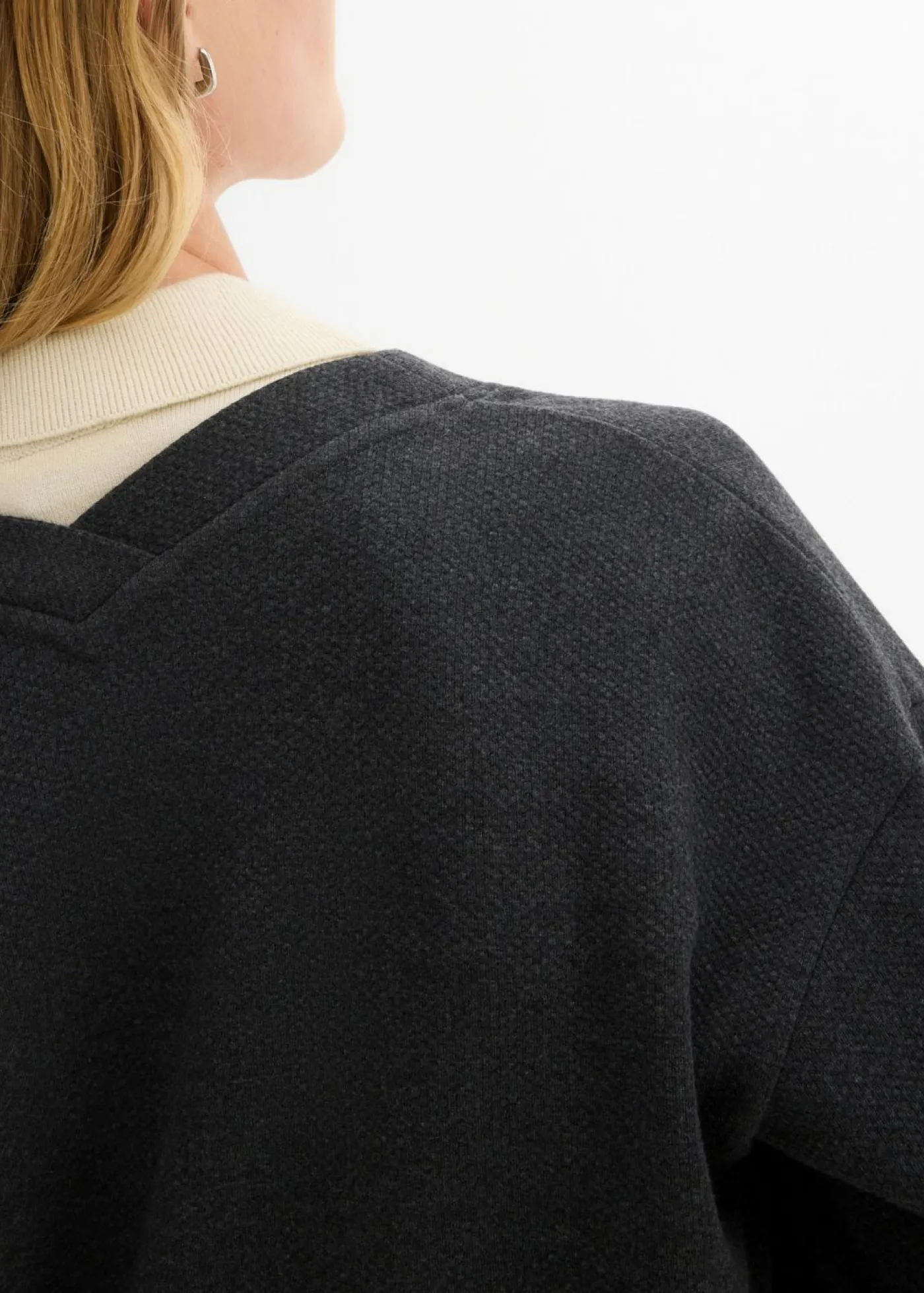 bonprix bonprix Chaqueta larga de chándal en suave mezcla de algodón Antracita jaspeado Sale