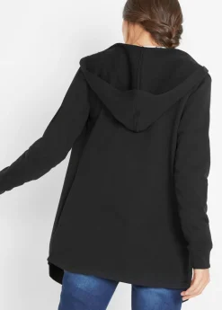 bonprix bonprix Chaqueta larga de chándal de algodón suave Negro Hot