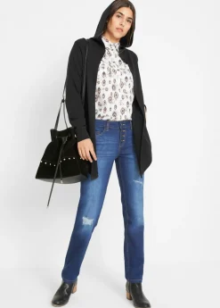 bonprix bonprix Chaqueta larga de chándal de algodón suave Negro Hot