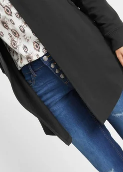 bonprix bonprix Chaqueta larga de chándal de algodón suave Negro Hot
