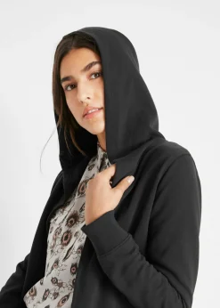 bonprix bonprix Chaqueta larga de chándal de algodón suave Negro Hot