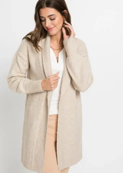 bonprix bonprix Chaqueta larga de punto Beige jaspeado Best