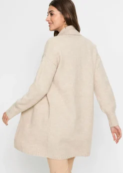 bonprix bonprix Chaqueta larga de punto Beige jaspeado Best