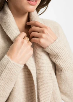bonprix bonprix Chaqueta larga de punto Beige jaspeado Best