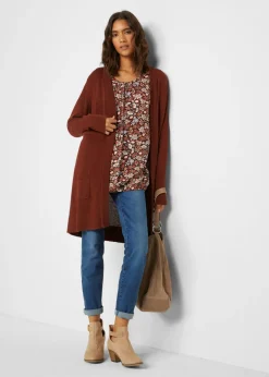 bonprix bonprix Chaqueta larga de punto Marrón caoba