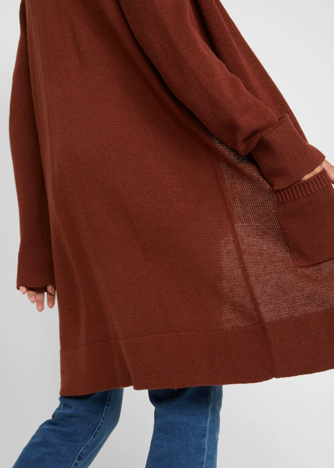 bonprix bonprix Chaqueta larga de punto Marrón caoba