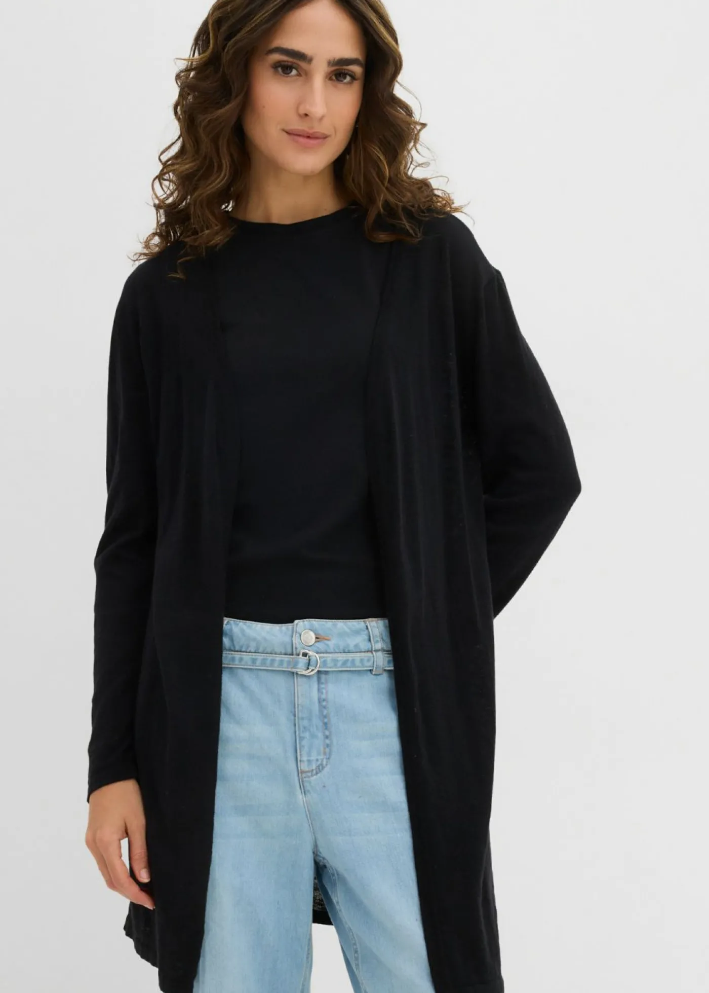 bonprix bonprix Chaqueta larga de punto Negro Sale