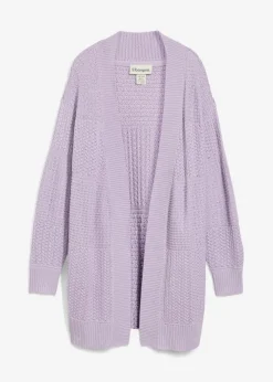 bonprix bonprix Chaqueta larga de punto lila pastel Hot